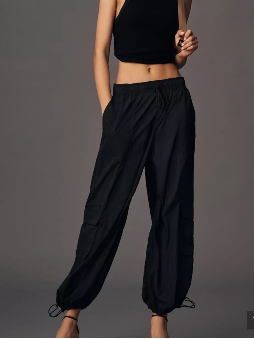 Daily Practice Anthropologie Black Parachute Cargo Pants Womens Large Petite